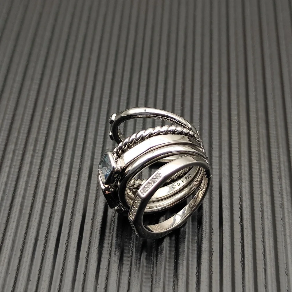 David Yurman Ring Set with Blue Gemstones
